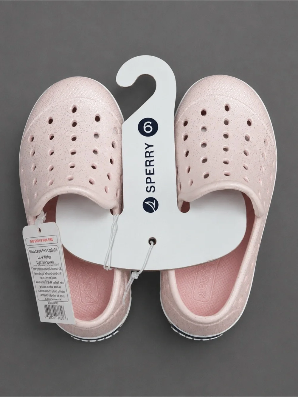 Sperry Toddler Girls Sea Wee Slip-On Shoes Baby Pink Sparkle Size 6 Brand New